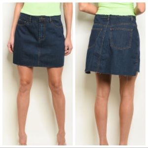 Raw Edge Denim Skirt